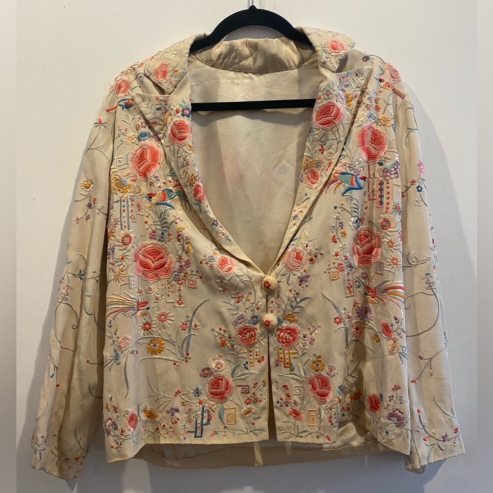 Vintage Embroidered Silk Blazer
